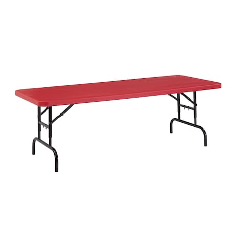 National Public Seating Rectangle Folding Table, 30" W, 72" L, 22-28.5" H, Blow-molded plastic Top, Red BTA-3072-40